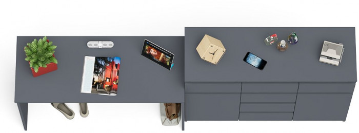 Мори письменный стол МСП1200.1 + Комод МК1200.4, графит