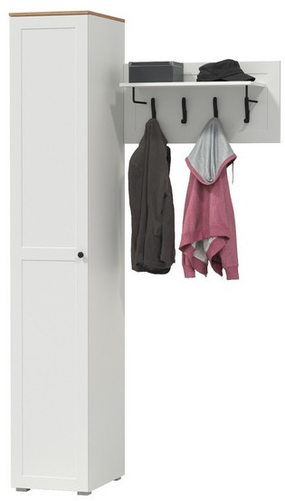 Остин Прихожая 13, белый шагрень/дуб крафт золотой