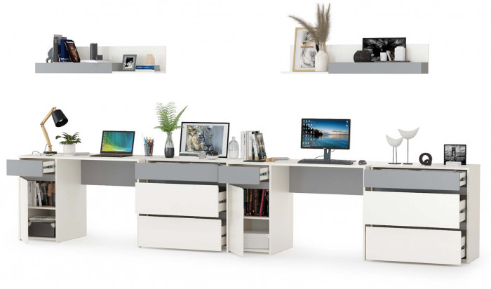 Торонто Компоновка № 13, белый шагрень/стальной серый