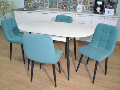 Обеденная группа Стиль-1 / Стул Х 4 шт. / Бетон белый/черный / бид 15