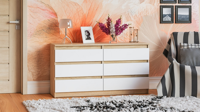 Мори Комод МК1380.6, дуб сонома/белый