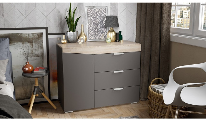 Комод тип 1 (Дуб Сонома/Графит Серый)