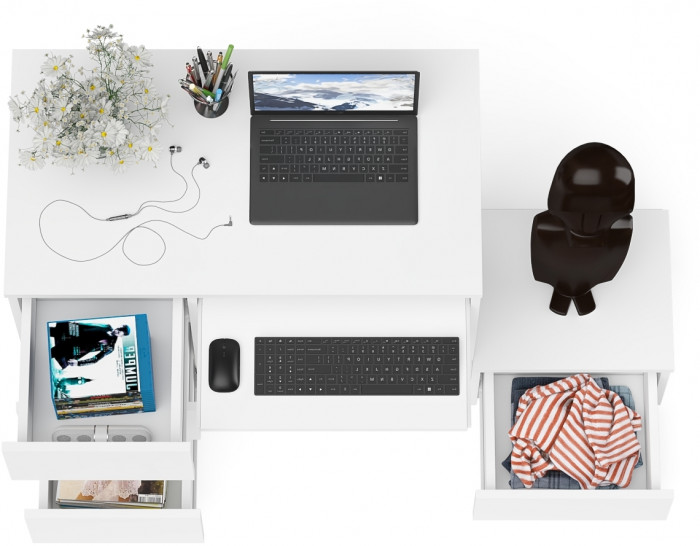 Мори компьютерный стол МС-6 левый + Тумба ТМП400.1, белый