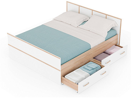 Кровать с реечным настилом Сакура ЛИТ 160х200, дуб сонома