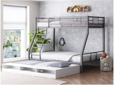 Двухъярусная кровать Гранада 1КВ (Дуб Айленд, Серый)