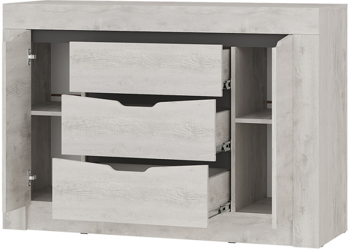 "Леонардо" КМ-12 комод Бетон пайн светлый/графит