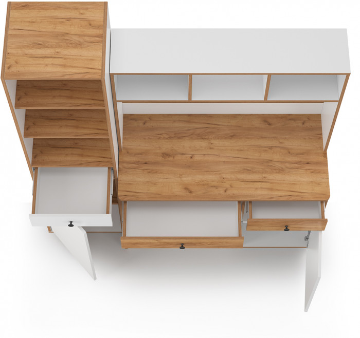 Вуди Компоновка № 05, белый премиум/дуб крафт золотой