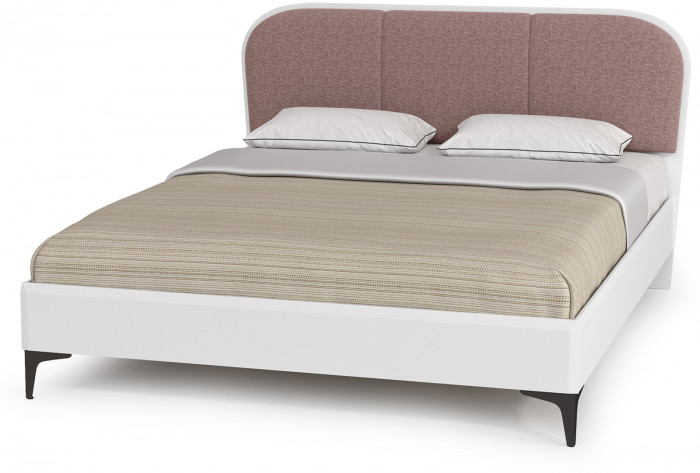 Валенсия Спальня № 42, цвет ЛДСП белый шагрень/МДФ белый шагрень/ткань велутто 19, ортопед есть, сп. м. 1600х2000 мм., б/м