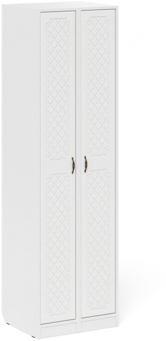 Прихожая П-6-500 Пенал + Пенал, цвет белая шагрень/фасады МДФ белое дерево фрезеровка ромб, ШхГхВ 60х50х210 см., универсальная сборка