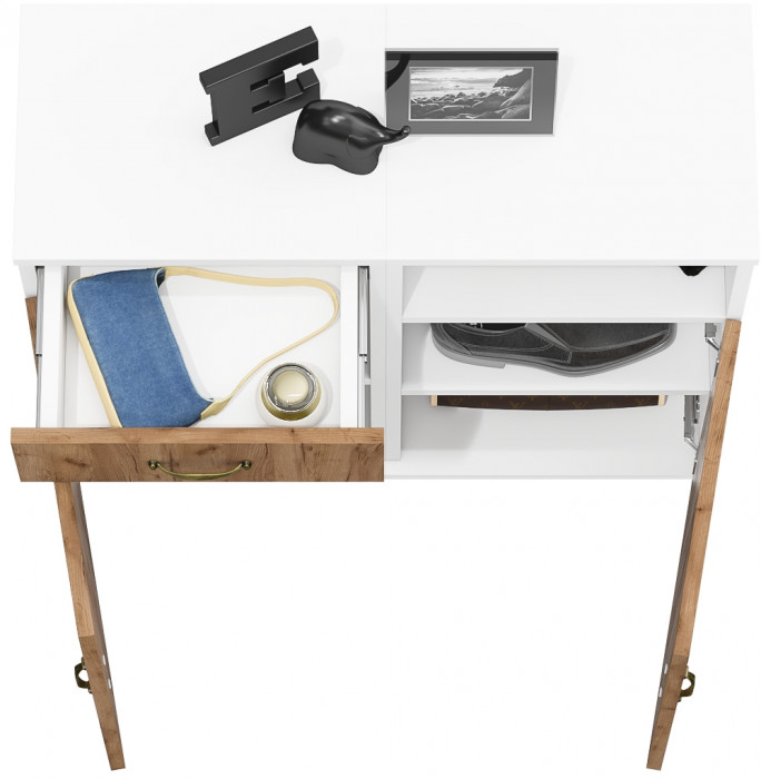 Лидер-8 Тумба МД 3.15 + Тумба МД 3.19, цвет белый шагрень/крафт золото, ШхГхВ 80х30х75 см., универсальная сборка