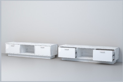 Эго Тумба Т-3 ПД (Глянец Белый/Бетон Светлый)