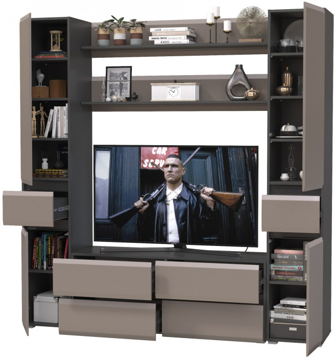 Сидней Комплектация № 070, корпус: антрацит/фасады: МДФ веллюто капучино