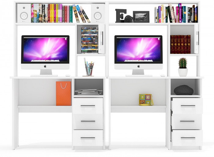 компьютерный стол С-МД-СК9+компьютерный стол С-МД-СК9, белый шагрень