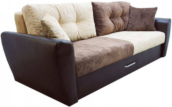 Диван-кровать Амстердам Люкс, 160х195, еврокнижка, пружинный блок, велюр/экокожа, комби