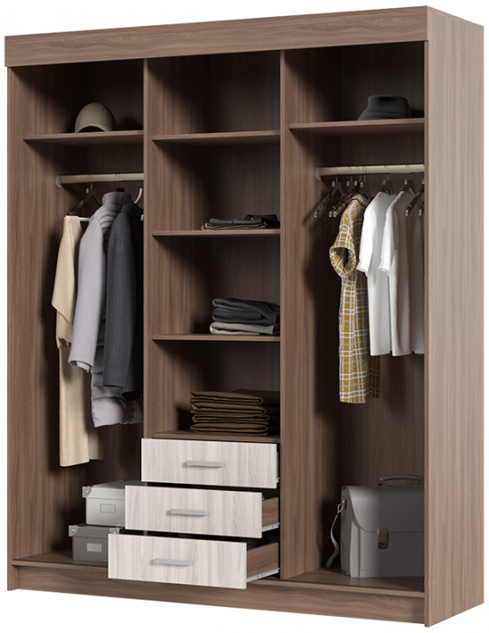Андрей-1 шкаф-купе (1700*2100*580 мм) ясень шимо темный/ясень шимо светлый