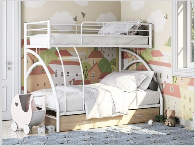 Двухъярусная кровать Виньола-2Я (с укороченной лестницей) (Черный)