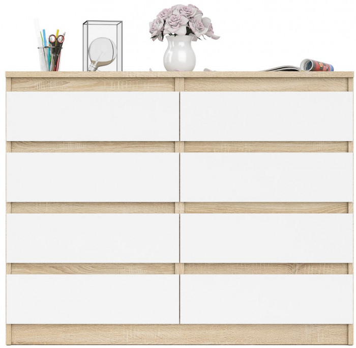 Мори Комод МК1200.8, цвет дуб сонома/белый, ШхГхВ 120,4х41х94 см.