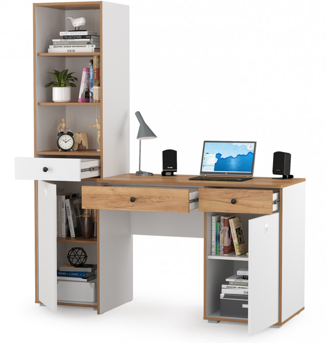 Вуди Компоновка № 06, белый премиум/дуб крафт золотой