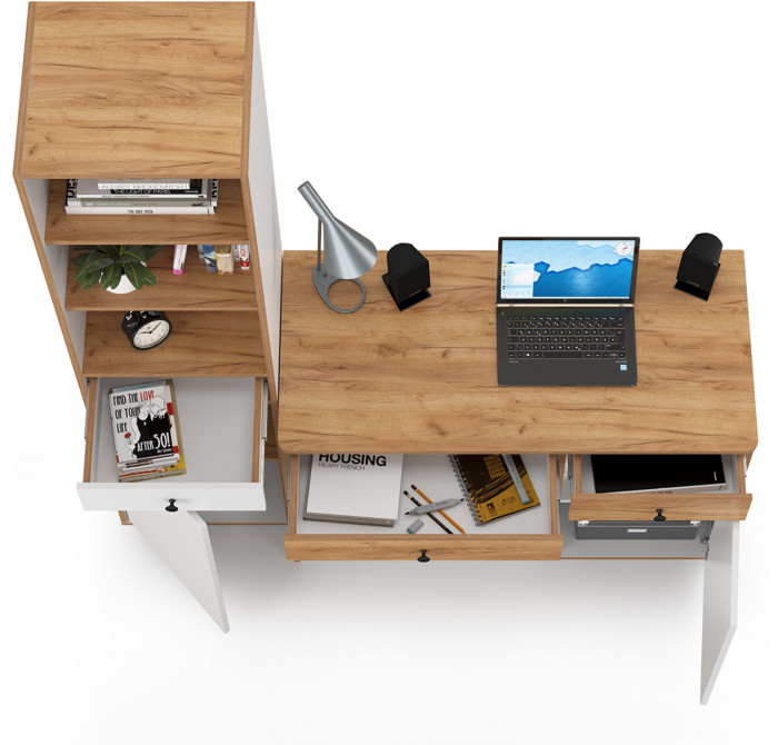 Вуди Компоновка № 06, белый премиум/дуб крафт золотой