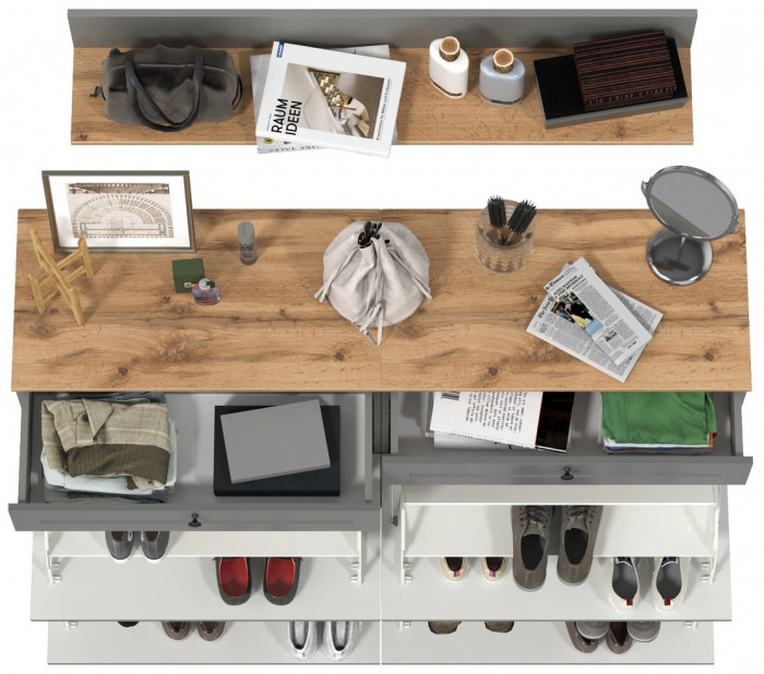 Остин Прихожая 66, цвет серый графит/дуб крафт золотой, ШхГхВ 160х41,6х160 см.