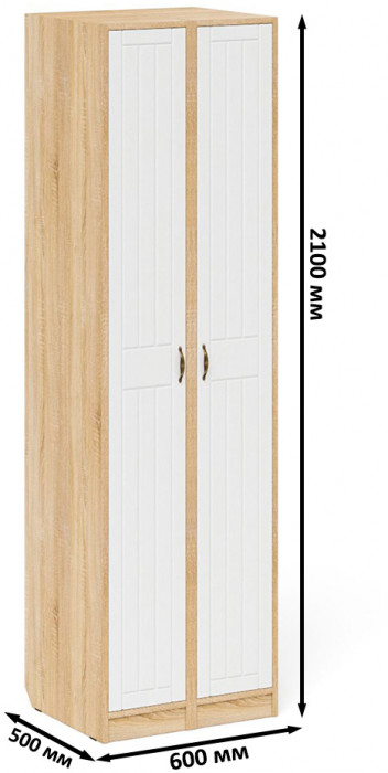 Прихожая П-6-500 Пенал + Пенал, цвет дуб сонома/фасады МДФ белое дерево фрезеровка прованс, ШхГхВ 60х50х210 см., универсальная сборка