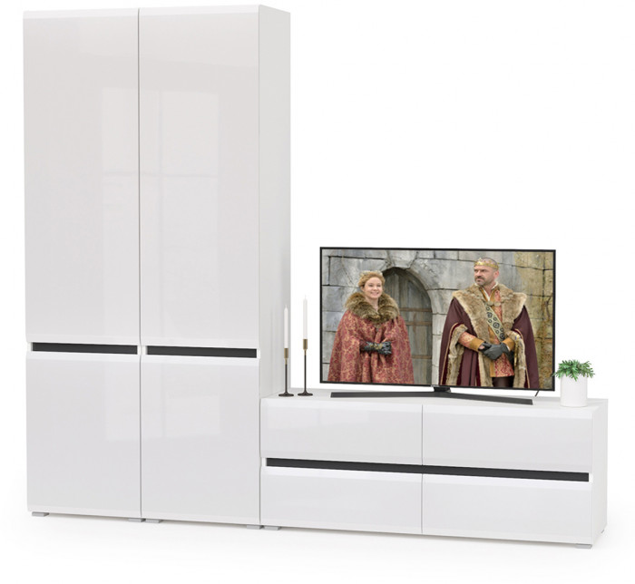 Сидней Комплектация № 007, корпус: белый/чёрный/фасады: МДФ белый глянец