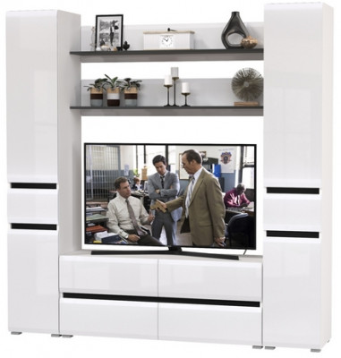 Сидней Комплектация № 070, корпус: белый/чёрный/фасады: МДФ белый глянец