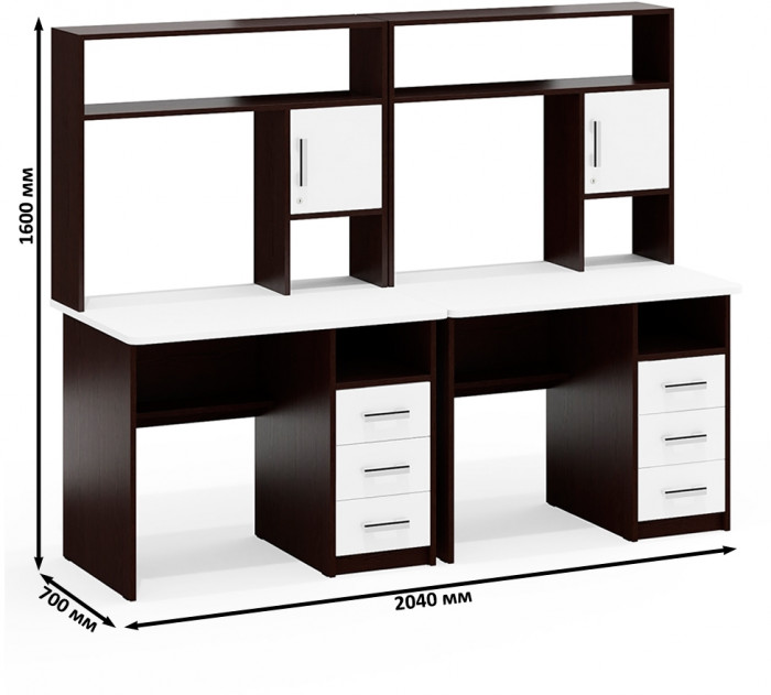 компьютерный стол С-МД-СК9+компьютерный стол С-МД-СК9, венге/белый шагрень