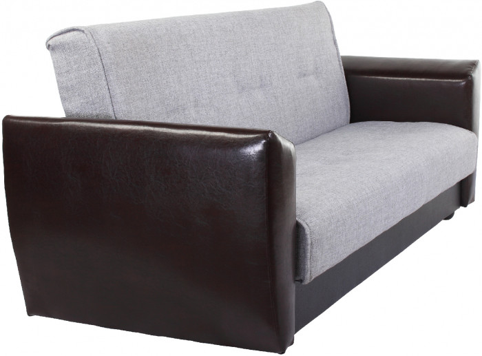 Диван-кровать Амстердам, 140х190, книжка, рогожка/экокожа, серый