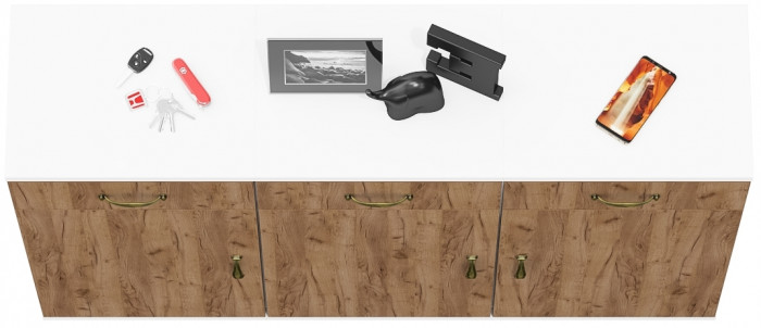 Лидер-8 Тумба МД 3.15 3 шт., белый шагрень/крафт золото