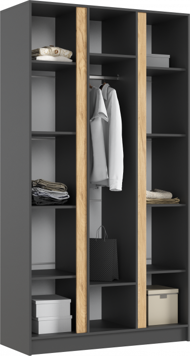 Келвин Шкаф 3-х створчатый (1200) (Графит, Графит)