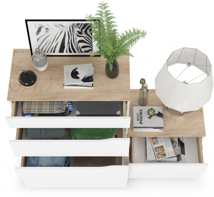 Муссон 13.97 Комод + 16.03 Тумба, белый/дуб эндгрейн элегантный