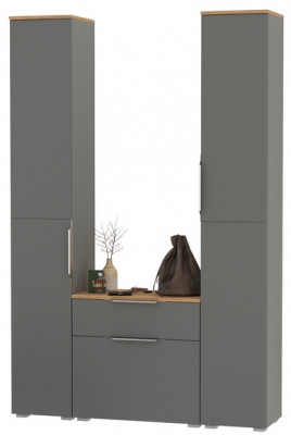 Октава Прихожая 17, серый графит/дуб крафт золотой/фасады МДФ серый графит