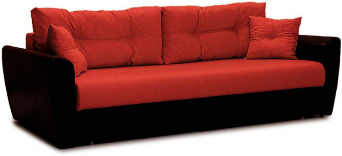 Диван-кровать Амстердам, 160х195, раскладной, еврокнижка, независимый пружинный блок, рогожка/экокожа, красный