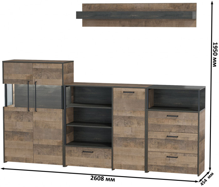 Трувор Гостиная 010, дуб гранж песочный/интра