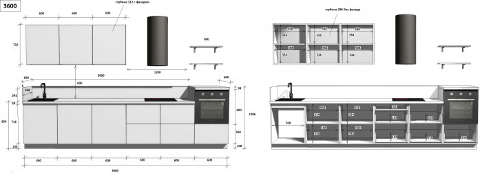 КГ 3600 ПВХ, Белый софт матовый Арника РМ в.5
