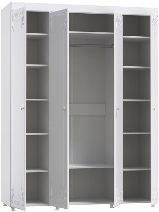 Шкаф 4-х дверный Италия ИТ-59 белое дерево