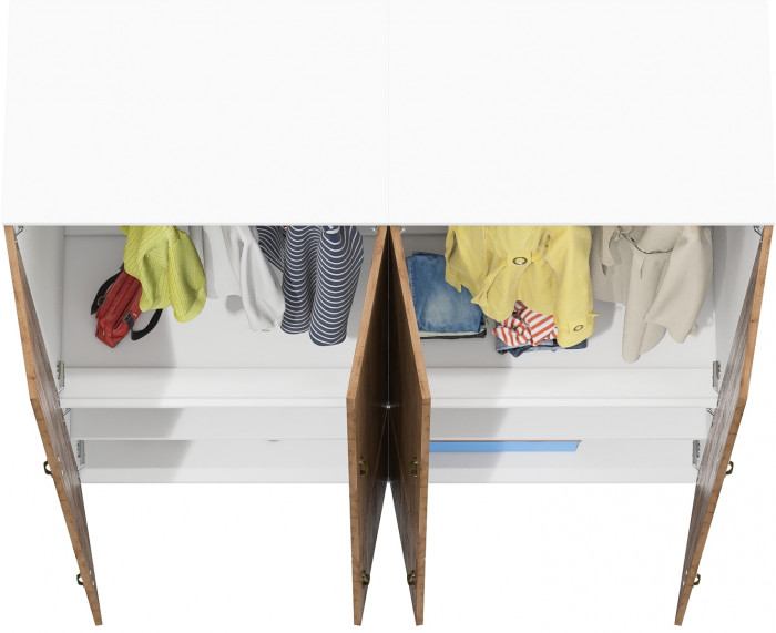 Лидер-8 Шкаф МД 19Б 2 шт., цвет белый шагрень/крафт золото, ШхГхВ 160х50х190 см., универсальная сборка