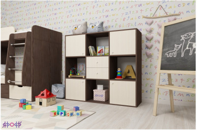 Стеллаж Джери (Ясень Анкор Темный/Дуб молочный)