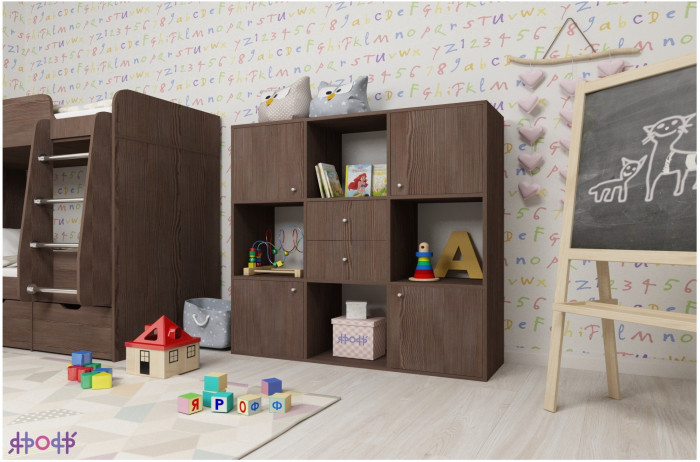 Стеллаж Джери (Ясень Анкор Темный/Дуб молочный)