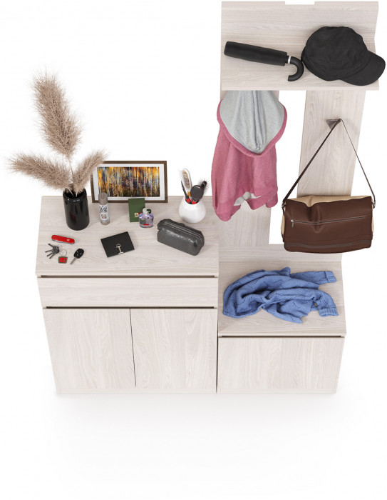 КР100 Ника прихожая № 20, цвет ясень анкор светлый, ШхГхВ 125,8х38,1х207,9 см., универсальная сборка