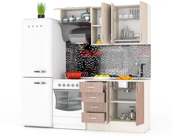 Кухня Мери 04 ШВ600+ШВ400+ШВв600+ШН600+ШН4Я400, цвет дуб/ясень шимо светлый/ясень шимо тёмный, ШхГхВ 160х30х67 см./100х60х85 см.