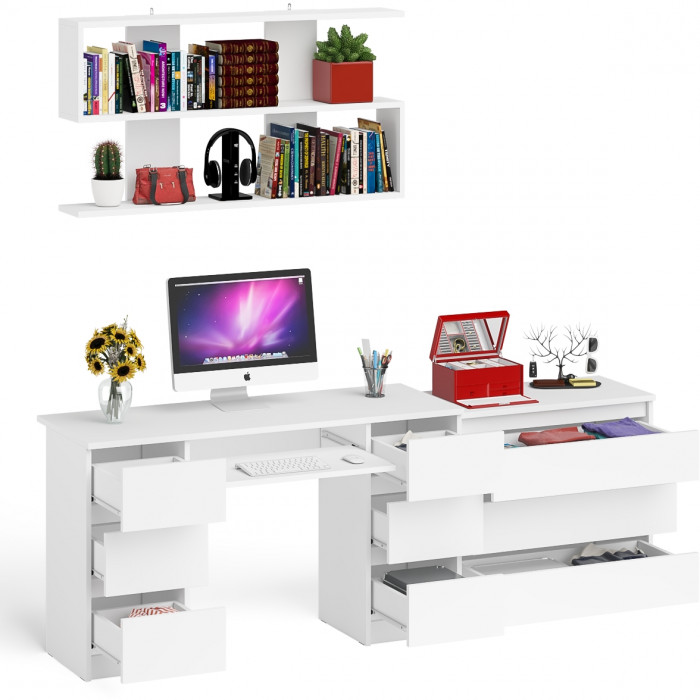 Мори компьютерный стол МС-2 + Комод МК800.1 + Полка 1200, белый