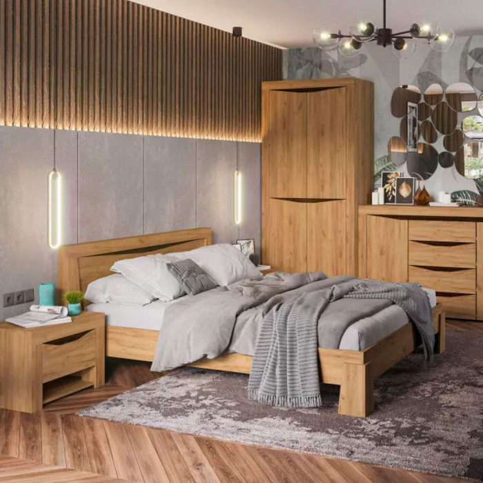 Спальня "Паола" КР 704 (1500х844х2120 мм) дуб крафт золото