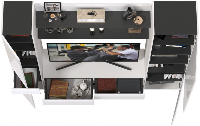 Сидней Комплектация № 071, корпус: белый/чёрный/фасады: МДФ белый глянец