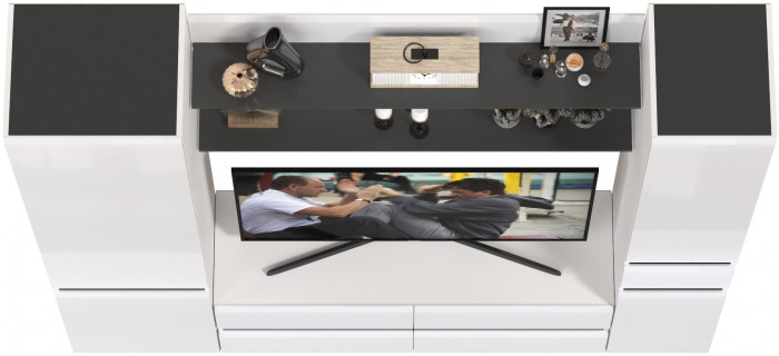 Сидней Комплектация № 071, корпус: белый/чёрный/фасады: МДФ белый глянец