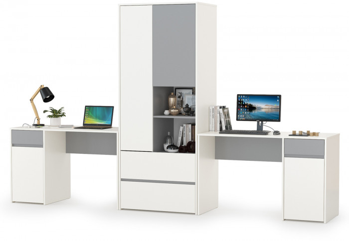 Торонто Компоновка № 17, белый шагрень/стальной серый