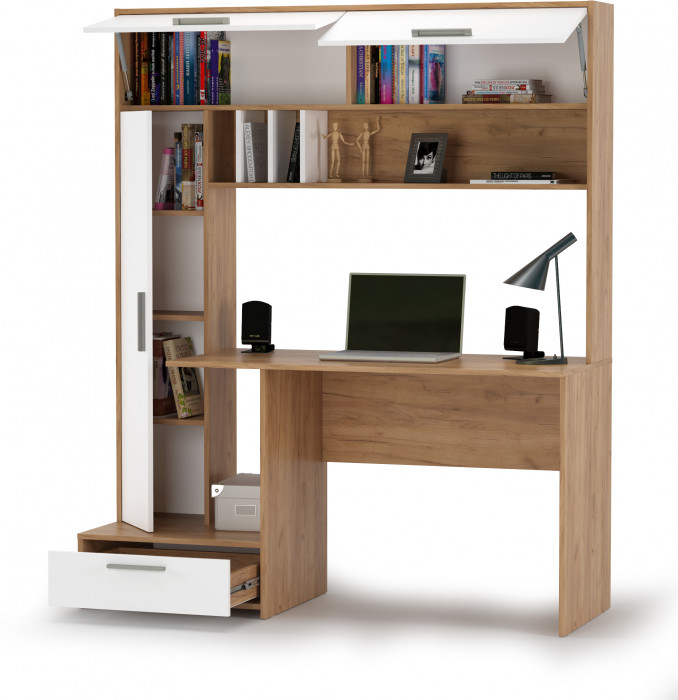 Лайт письменный стол 03.243Н, дуб крафт золотой/белый премиум