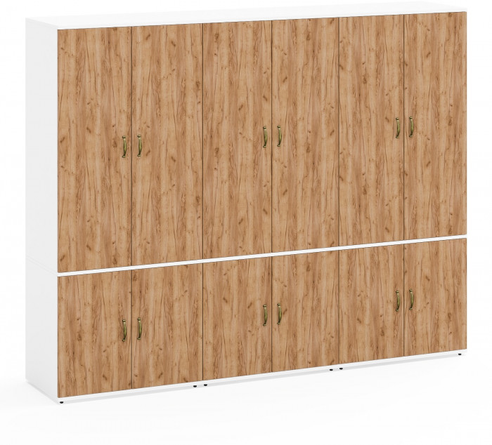 Лидер-8 Шкаф МД 19Б 3 шт., цвет белый шагрень/крафт золото, ШхГхВ 240х50х190 см., универсальная сборка