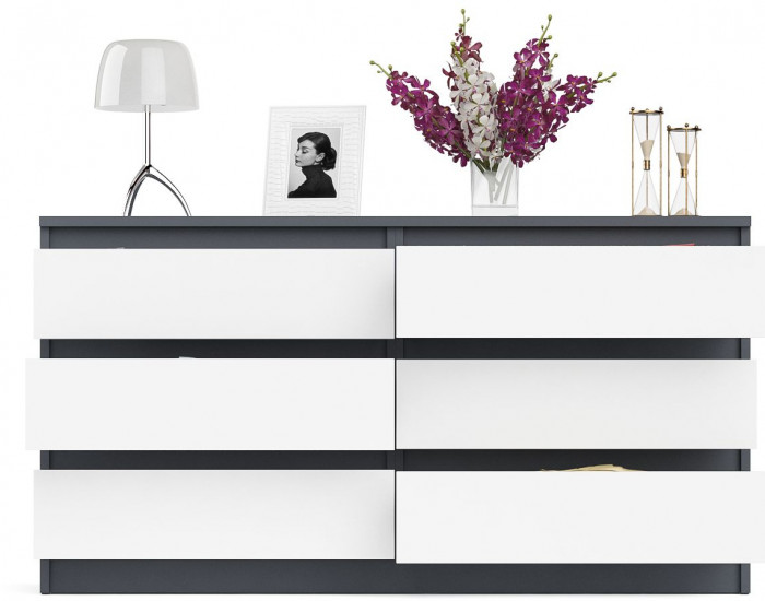 Мори Комод МК1380.6, цвет графит/белый, ШхГхВ 138х41х73 см.